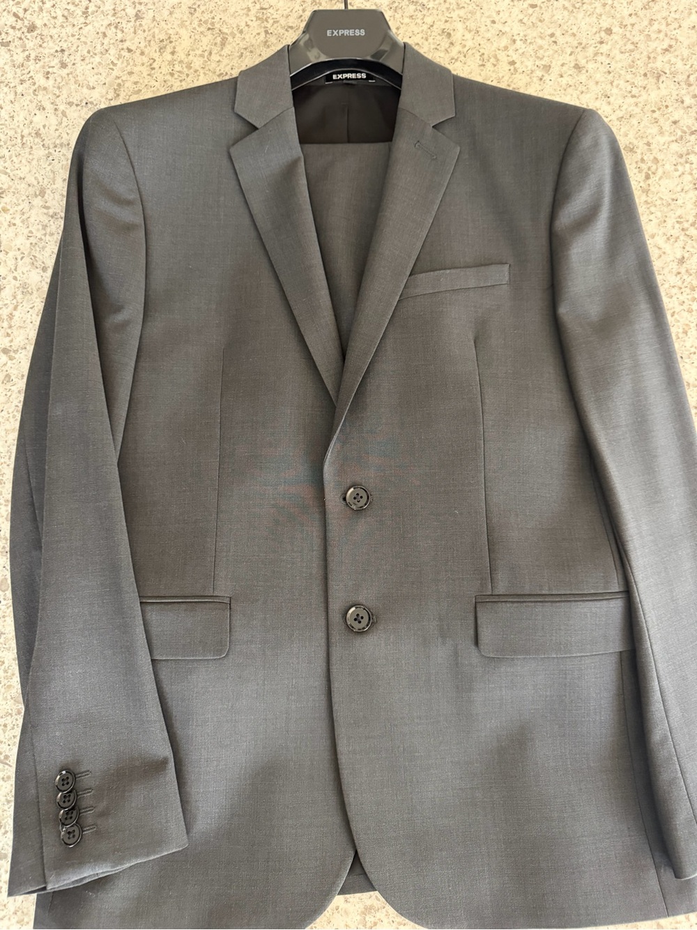 Express Men's Gray Two-Button Suit Blazer & Pants